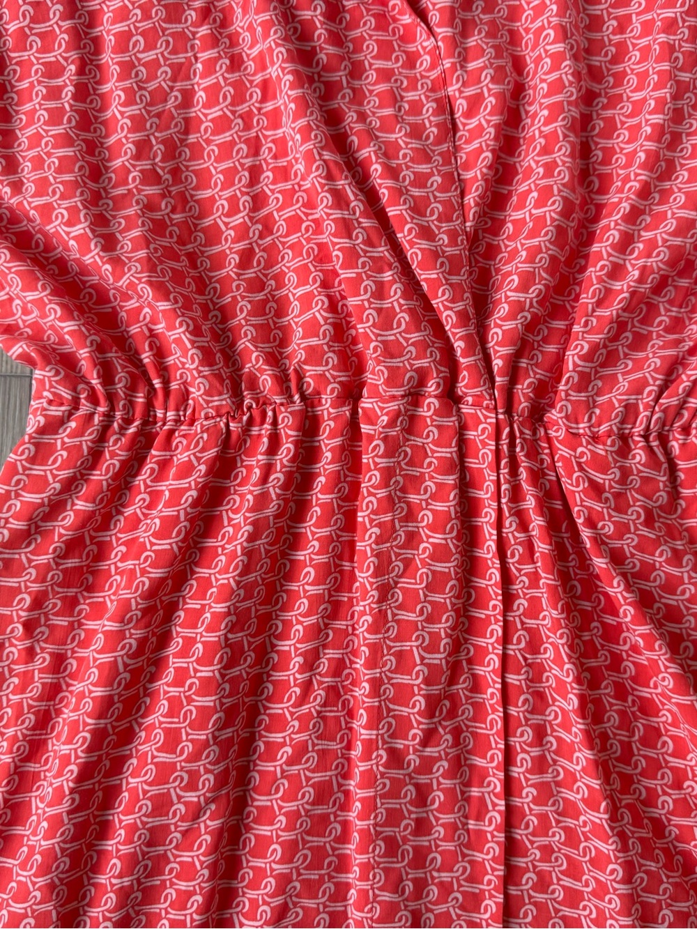Anthro Maeve Carlotta Ruched Shirtdress Coral Print Tie Sleeve Sz S EUC flirty - Picture 10 of 16